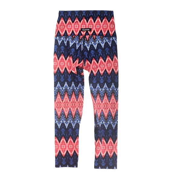 K Deer Womens XS Capri Length Active Leggings Chevron Striped Yogo Gym Stretch - Picture 5 of 5